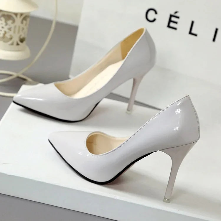 Pointed Toe Pumps Patent Leather Dress Women Shoes Red 8CM High Heels Boat Shoes Shadow Wedding Shoes Shoes for Wedding