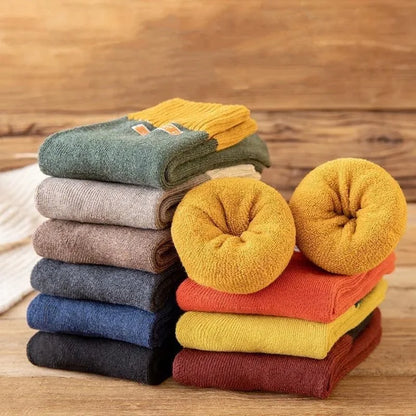 10Pairs/Men's Cotton Socks Winter Autumn Thickened Warm Mid-tube Socks Cotton Loop To Keep Warm Antibacterial Socks for MenWomen