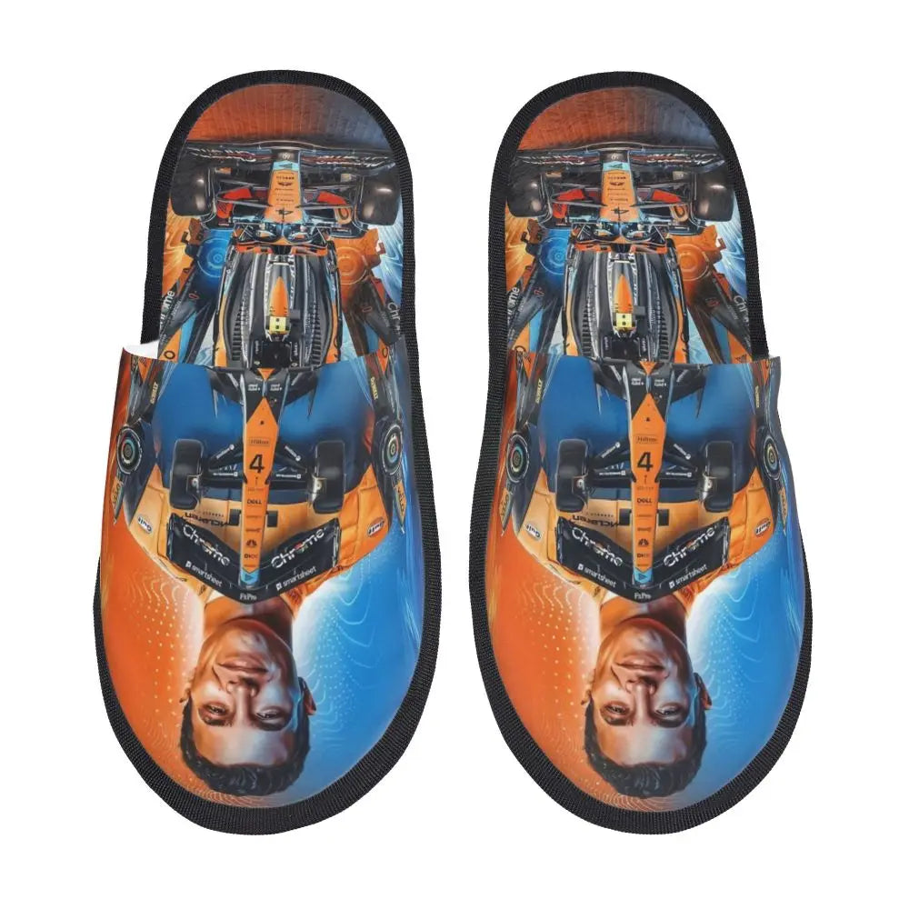 Custom British Lando Norris Racing Driver Guest Slippers for Spa Women House Slipper