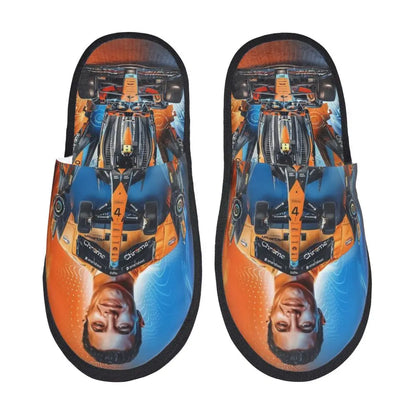 Custom British Lando Norris Racing Driver Guest Slippers for Spa Women House Slipper
