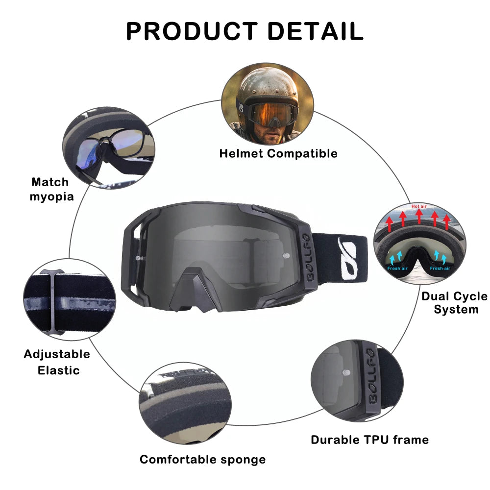 Youth MX Goggles with Tearoffs Windproof Motocross Glasses Men Dual-Cycle Defogging UV400 Protection Dirt Bike Enduro Goggles