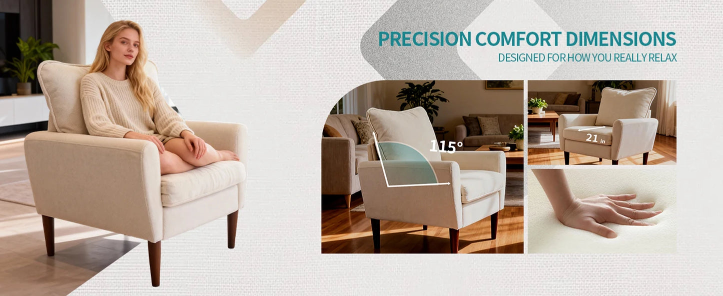 OLIXIS Comfy Accent Chair for Living Room Bedroom and Waiting Room, Upholstered Mid-Century