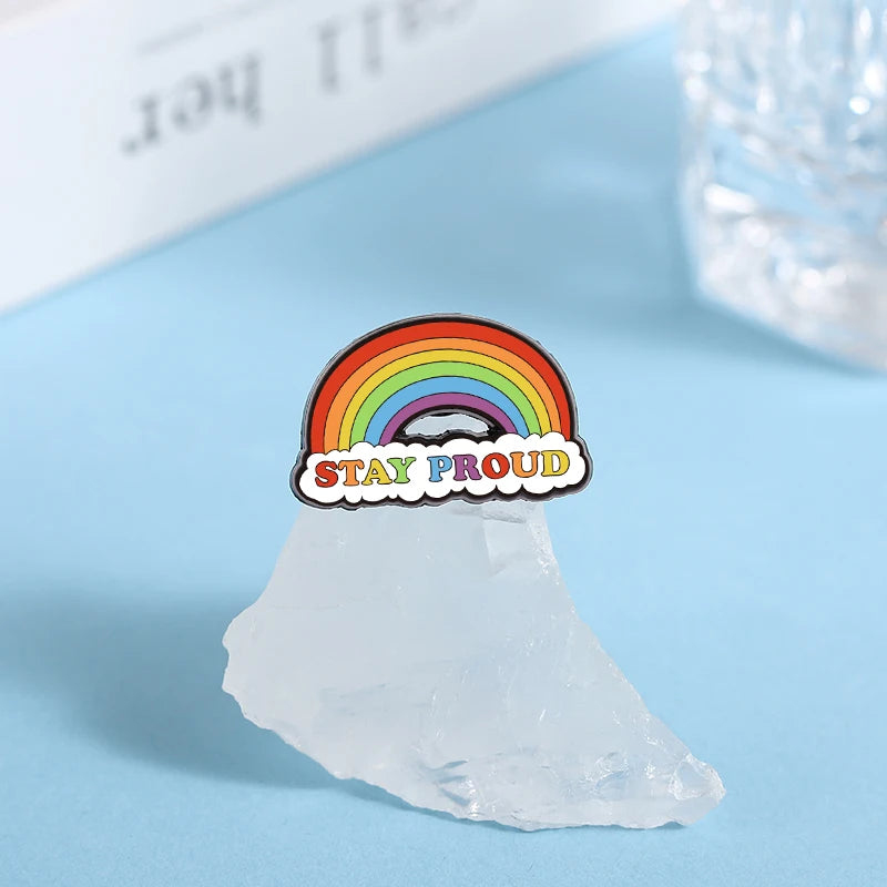 Rainbow Pride Flag LGBT UV Print Pins Custom BE KIND TO ALL KINDS Brooches Lapel Badges Clothes Funny Jewelry Gift for Friends