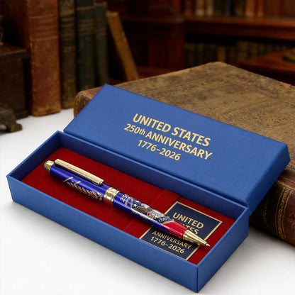 250th Anniversary Commemorative Ballpoint Pen With Gift Box Patriotic Engraved Gel Pens 1776-2026 Collector Item for Men Lawyers