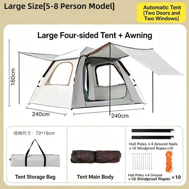 Foldable Portable Camping Tent Enhanced Ventilation Waterproof Wind & Rain Resistant With Storage Bag