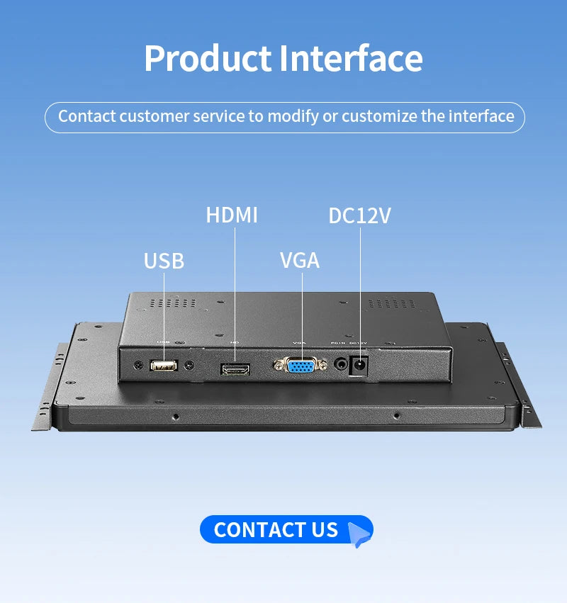 17 Inch Flat True Capacitive Touch Screen Monitor Waterproof Wall Mount Metal Case Industrial Square Display With VGA HDMI USB