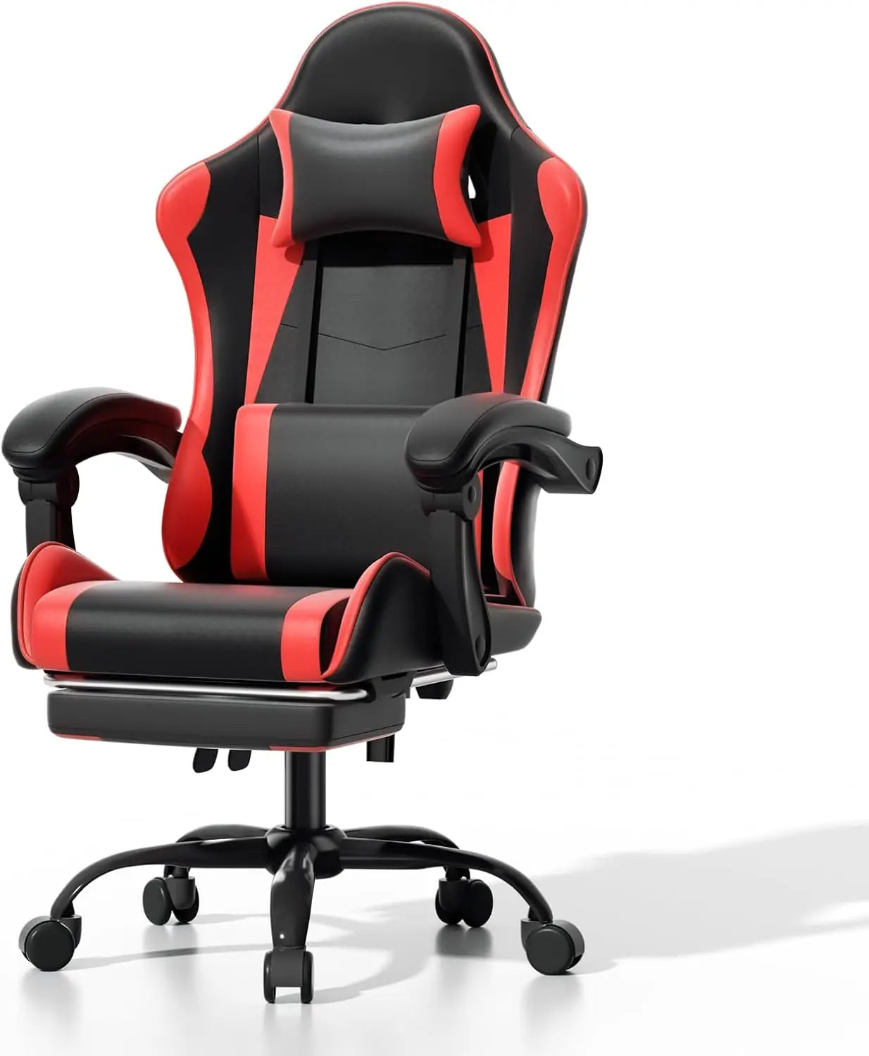 Gaming Chair, Ergonomic Gaming Chair with Footrest & Headrest Lumbar Support, Height Adjustable Swivel Compute