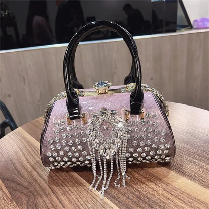 Fashion Diamonds Leather Women's Handbag Small Shoulder Cross-Body Bag New Elegant Evening Bag Portable Girls Party Dinner Bags