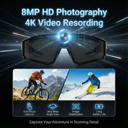 Smart Video Sunglasses 1200P 30fps Action Camera 32GB WiFi App Transfer Dual Anti-Shake AI Object Identify Fast Charge Glasses