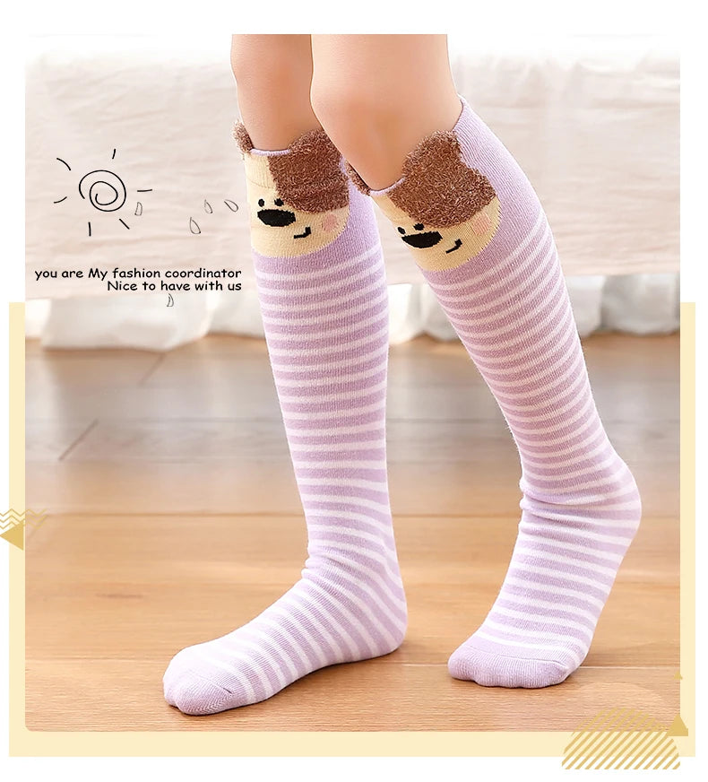Children warmer ankle short lovely socks Cartoon Cute Kids Girl Knee High Socks infant cotton Baby Animal Over Knee Socks girls