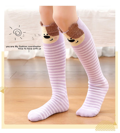 Children warmer ankle short lovely socks Cartoon Cute Kids Girl Knee High Socks infant cotton Baby Animal Over Knee Socks girls