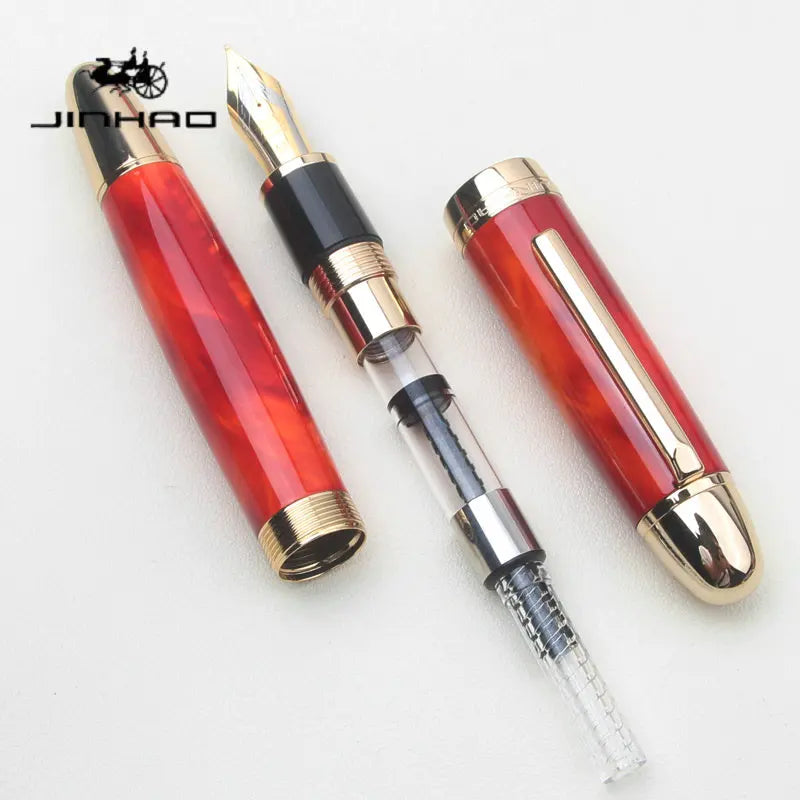 Glacier Blue Black Red JINHAO X169 Fountain Pen Metal Thick Barrel Comfort Grip Calligraphy Pen Replaceable Ink Cartridge Office