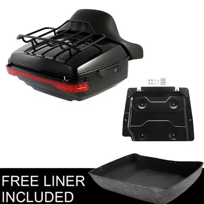 Motorcycle King Trunk Pad Top Rack LED Brake Light For Harley Touring Road Glide 2014-2025