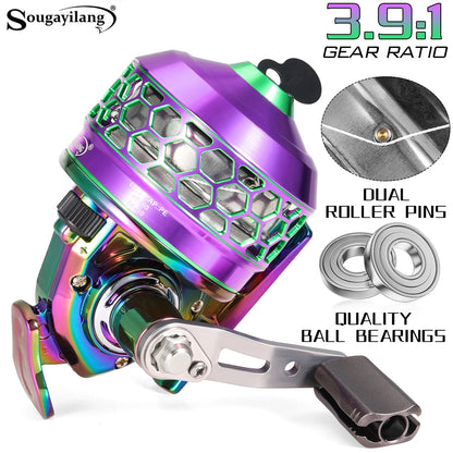 Sougayilang Colorful/Silver Fishing Reel 3.9:1 Gear Ratio&Double Roller Pin Paired with High Quality Ball Bearings Fishing Gear