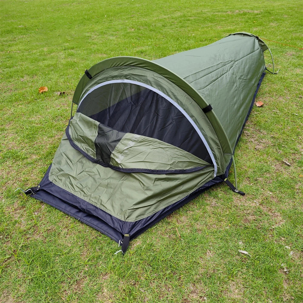 Portable Backpacking Tent Outdoor Camping Sleeping Bag Tent Beach Lightweight Single Person Sleeping Bag Tent with Storage Bag