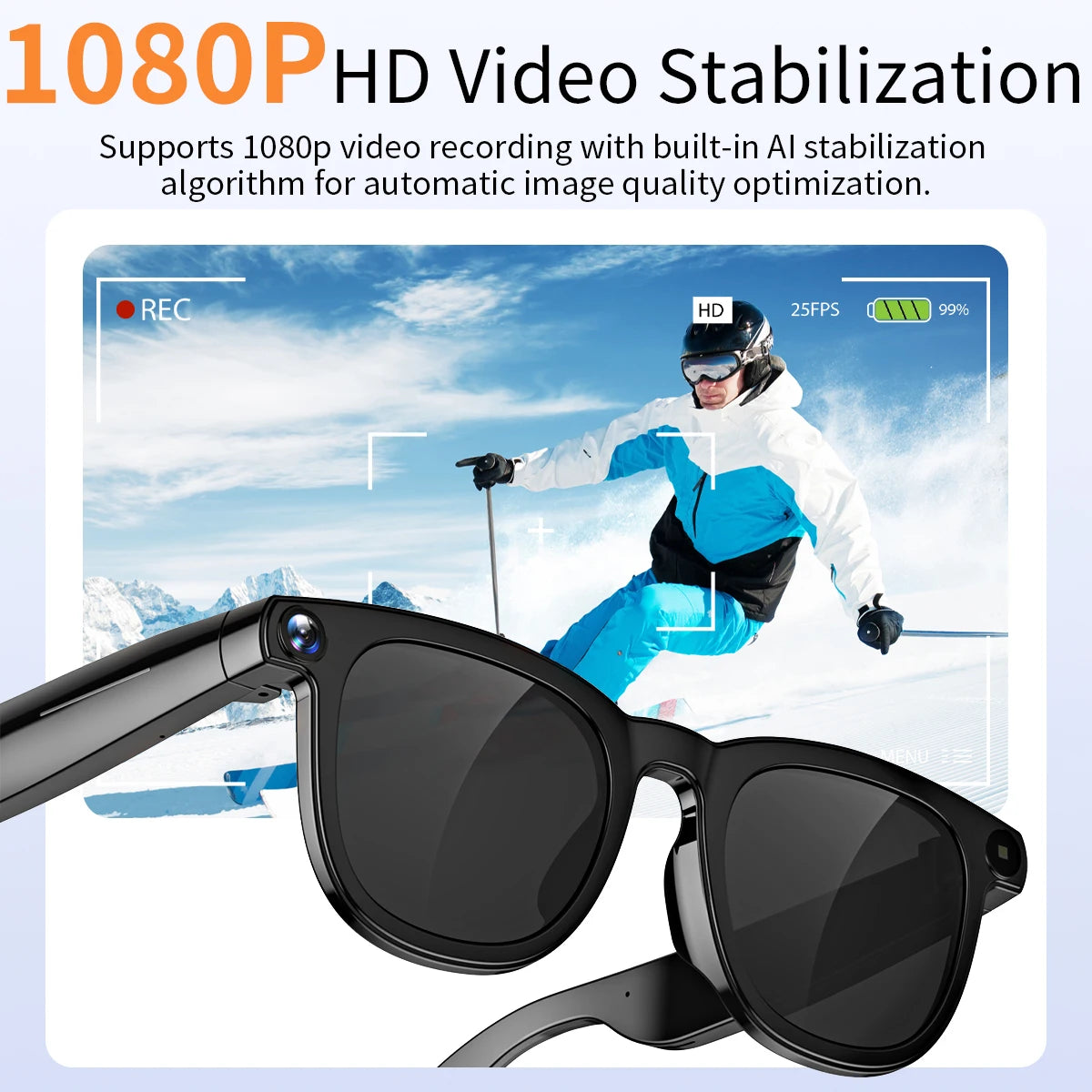 V3 AI Smart Glasses with ChatGPT, 8MP Camera Video Recording, Bluetooth Calls, Voice Wake, Music Playback Sunglasses