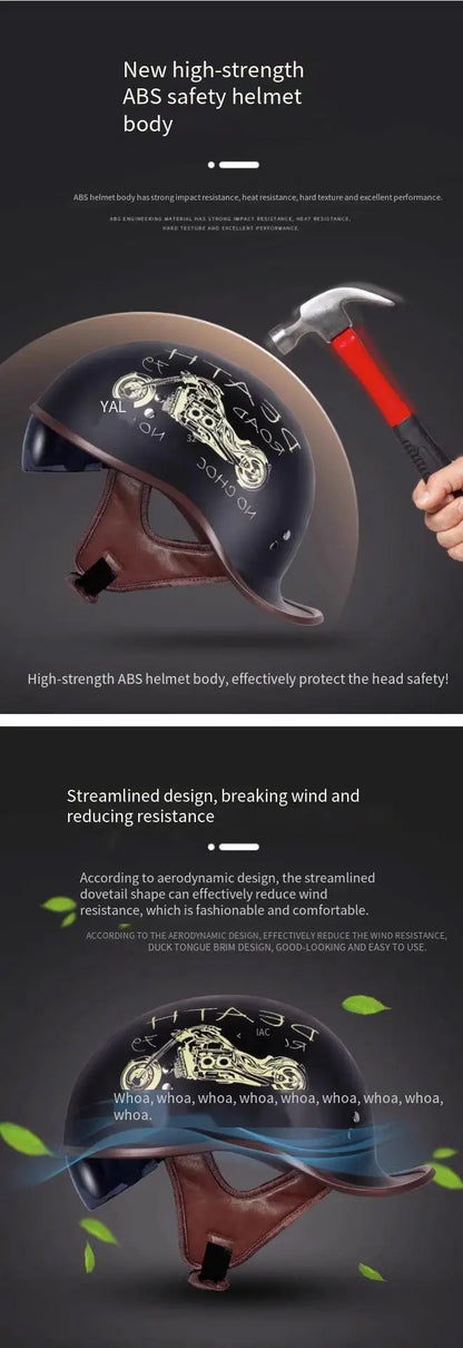 China 3C certification new motorcycle helmet retro personality cock helmet for men and women lightweight breathable half helmet.