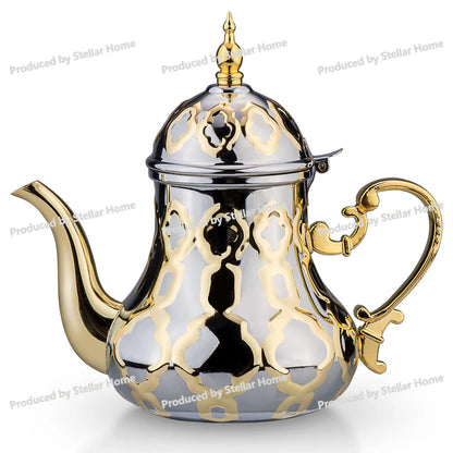 Moroccan Stainless Steel Teapot Gold Arabic Pot Moroccan Inox Teapot Middle East