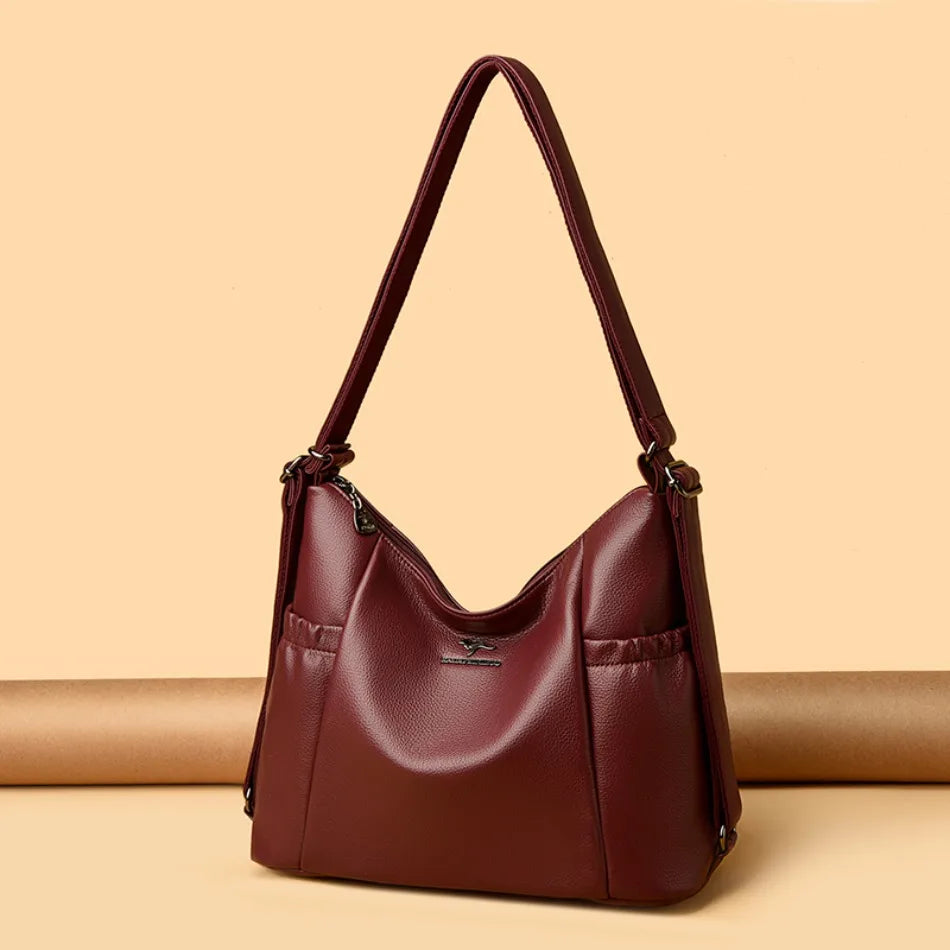 High Quality Soft Pu Leather Shoulder Bags for Women Women Bags Luxury Designer Multifunction Travel BackPack Commuter Handbags