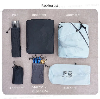 ASTA GEAR Qiusuo 2P Ultralight Tent Outdoor Camping Self-standing Tent 10D Nylon Waterproof Windproof Hiking Mountaineering