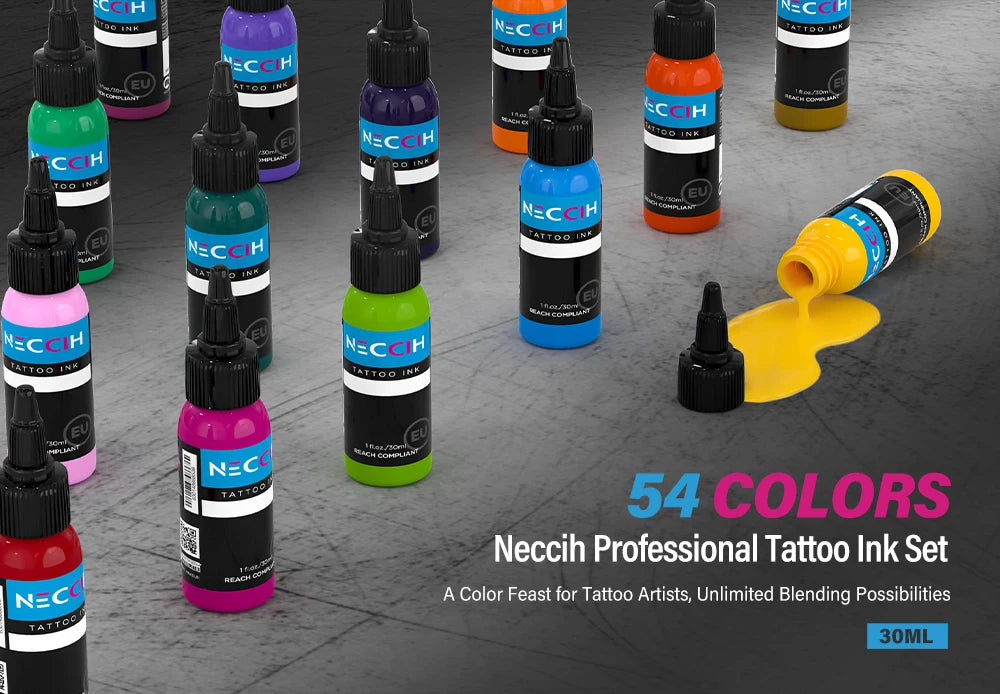 1oz 54 Colors Professional Tattoo Ink for Body Art Natural Plant Micro Pigment Permanent Tattoo Ink for Body Art Paint 30ml