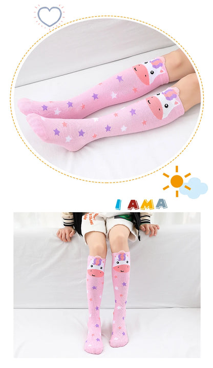 Children warmer ankle short lovely socks Cartoon Cute Kids Girl Knee High Socks infant cotton Baby Animal Over Knee Socks girls