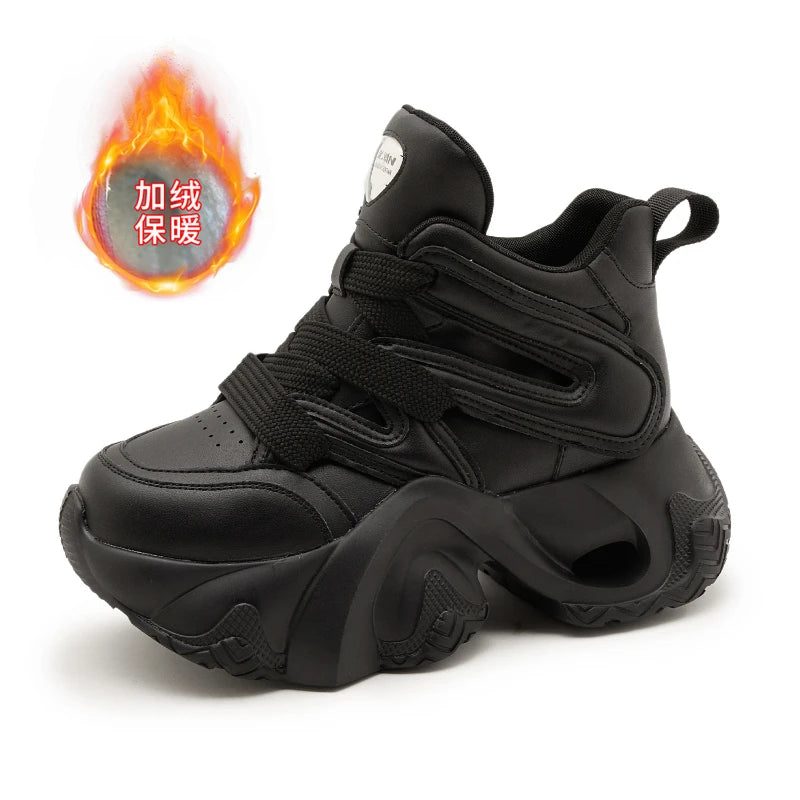 Chunky Platform Hidden Height Increasing Sneakers Casual Lace Up Shoes In White And Grey With Hollow Out Design For Streetwear