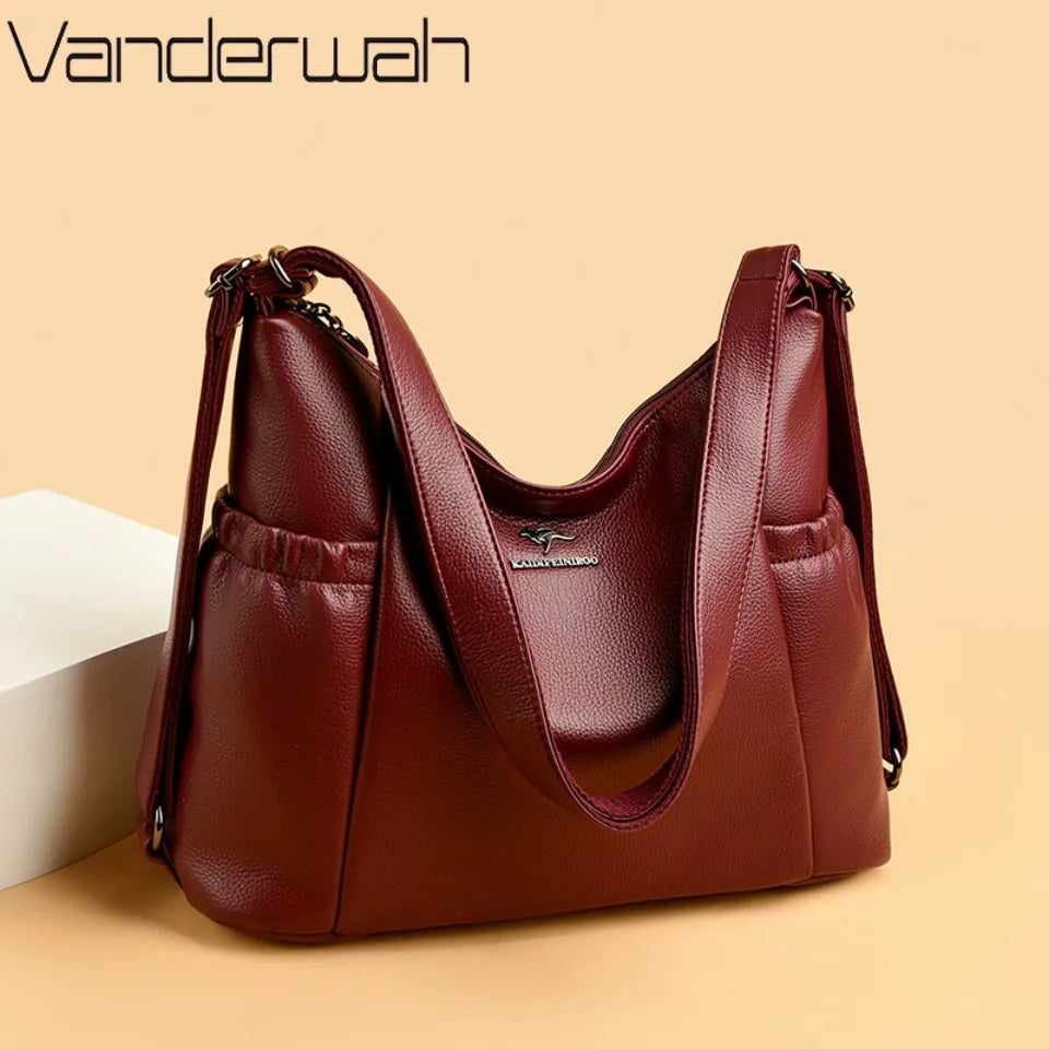 High Quality Soft Pu Leather Shoulder Bags for Women Women Bags Luxury Designer Multifunction Travel BackPack Commuter Handbags