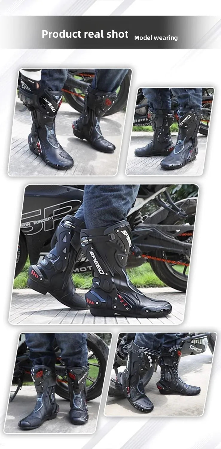 HOT  Men's Motorcycle Racing Waterproof Motorcycle Off-road Racing Rally Boots Four Seasons Anti-collision Protection Rider