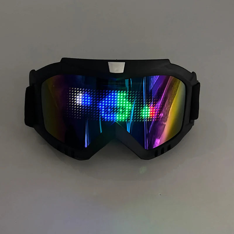 LED Bluetooth Goggles Halloween Christmas Disco Bar Neon Accessories Futuristic Luminous Glasses Bluetooth Diy LED Glasses