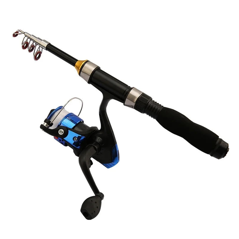 1.0-2.3M Ultra Short Small Sea Fishing Rod with Fishing Wheel Telescopic Ultra Short Cross Sectional Fiberglass Rod Set