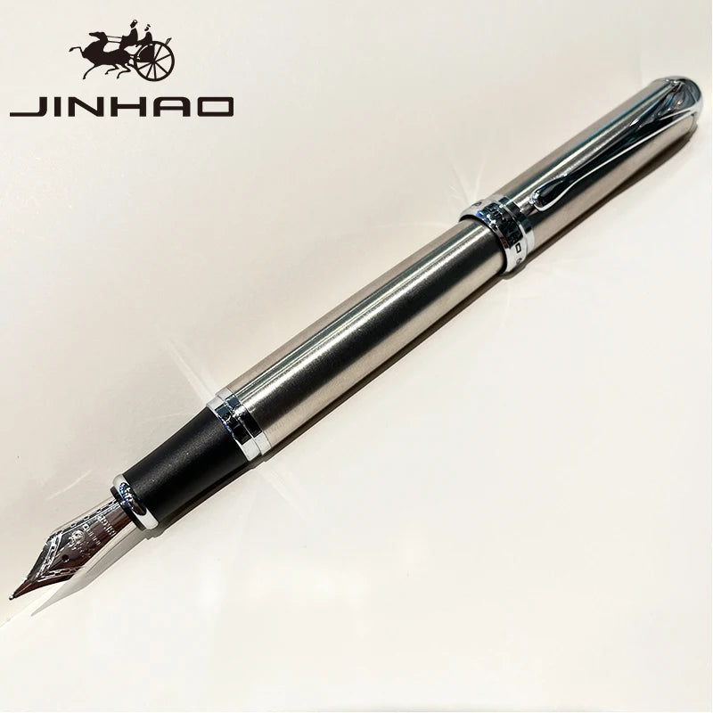 1 PCS Jinhao X750 Fountain Pen Set Medium Nib With Ink Converter Silver Trim Fancy gift calligraphy writing pen