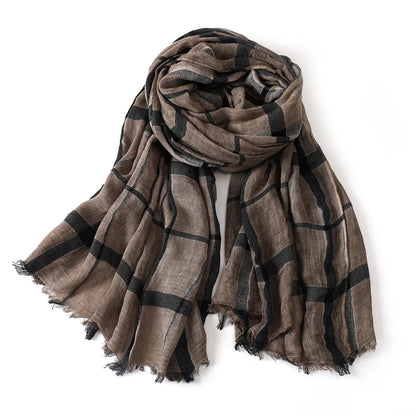 Fashion Plaid Cotton Linen Men Scarves Autumn Winter Warm Men's Scarf Short Tassel Bufanda Male Accessories Pashmina Shawl