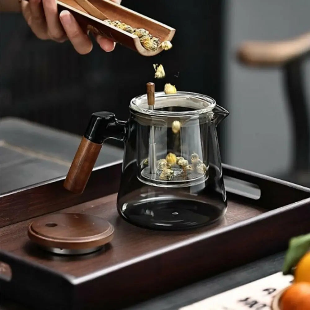 Creative Tea separation Glass Teapot 650ML Heat Resistant Lazy Kungfu Drip Teapot Transparent Press Control