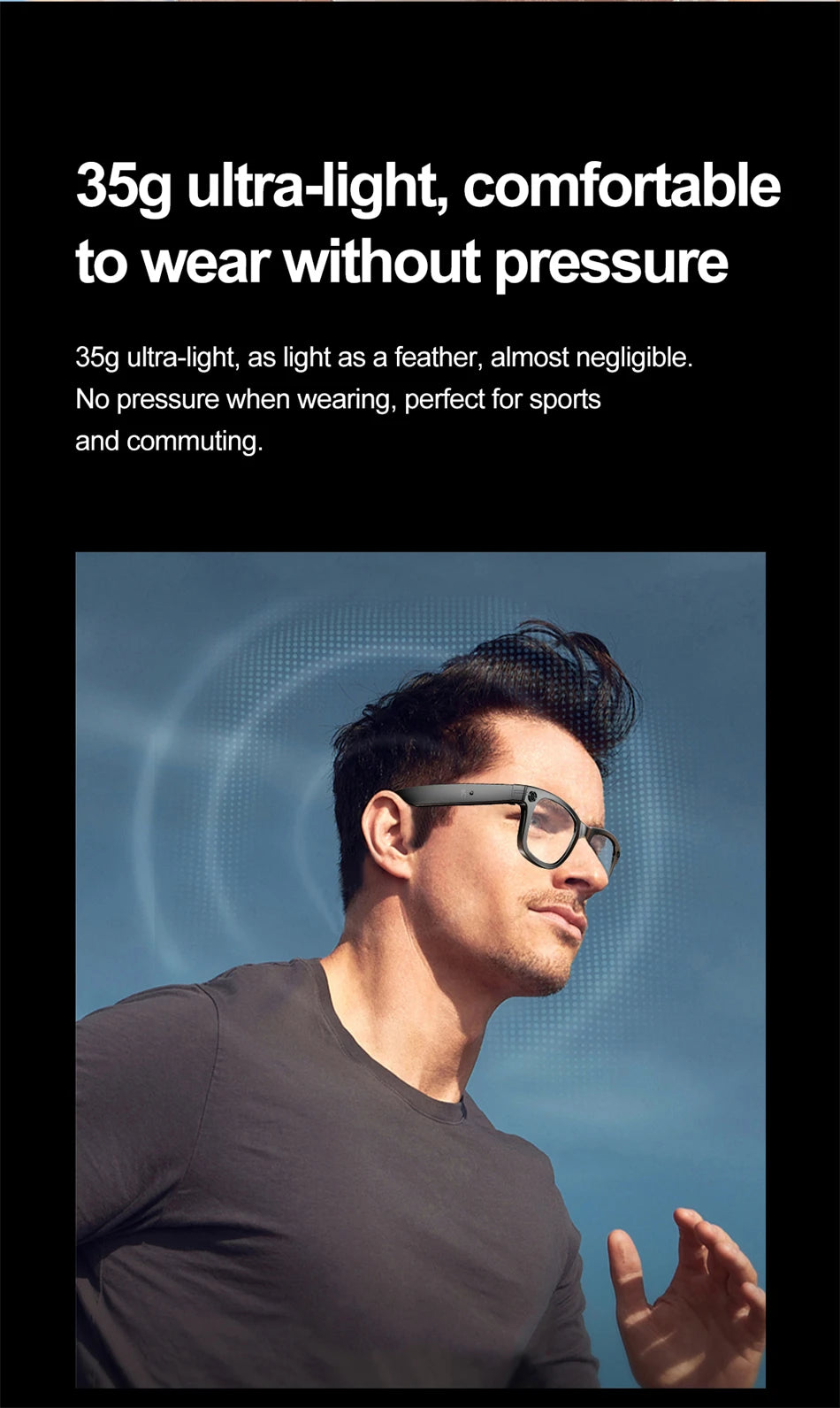 LIGE AI Camera Glasses Wireless Smart Sunglasses with Camera Bluetooth Call Music Glasses Video Sound Recording Antiblue Glasees