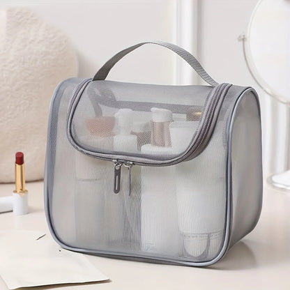 New Multi-functional Toiletries Bag Curved Nylon Mesh Portable Makeup Bag Women's Large Capacity Cosmetics Storage Bag