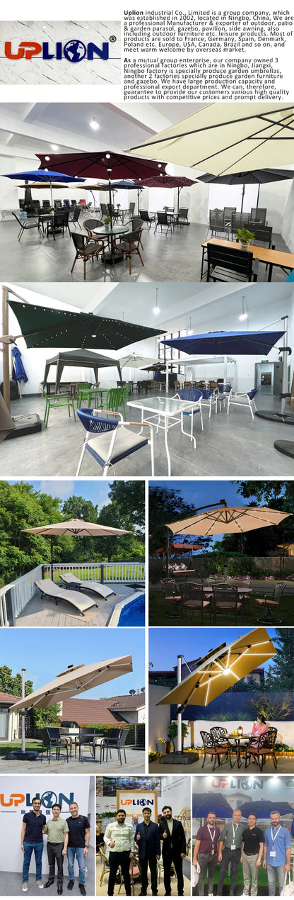 Uplion Modern Large 3M*3M  8ribs with LED Mini Roma Umbrella Double Roof Patio Umbrella Garden  Cantilever Parasol
