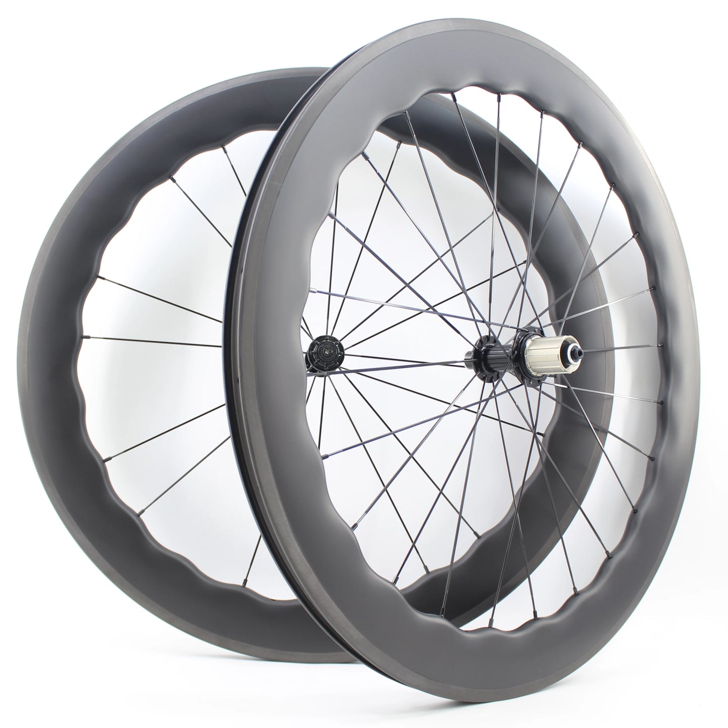 Newest 700C Road Bike UD Full Carbon Fibre wheelset Carbon Bicycle Wheelset clincher tubeless rims 65mm wave 25mm width V brake