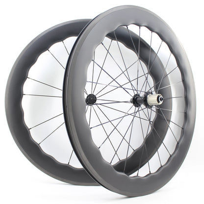Newest 700C Road Bike UD Full Carbon Fibre wheelset Carbon Bicycle Wheelset clincher tubeless rims 65mm wave 25mm width V brake