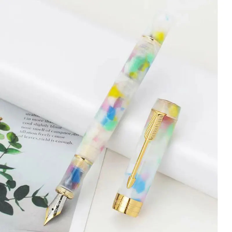 Jinhao 100 Fountain Pen Commemorative Resin Good Pen Nib 18 KGP Gold Sandwiched Thin Tod Small Business Office Gift Pen