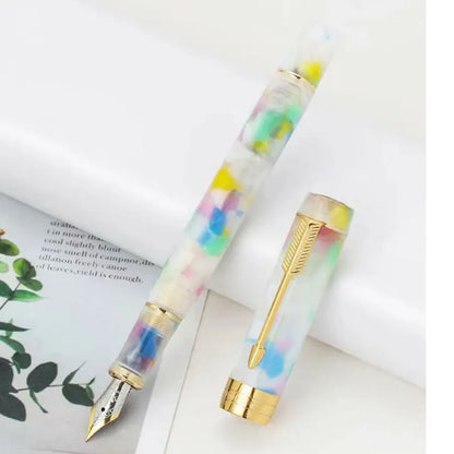 Jinhao 100 Fountain Pen Commemorative Resin Good Pen Nib 18 KGP Gold Sandwiched Thin Tod Small Business Office Gift Pen