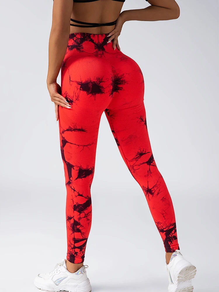 CZGUKE Tights Women Tie Dye Leggings High Waist Lifts Butt Tummy Control Push Up Seamless Yoga pants Ladies Workout Gym Clothing