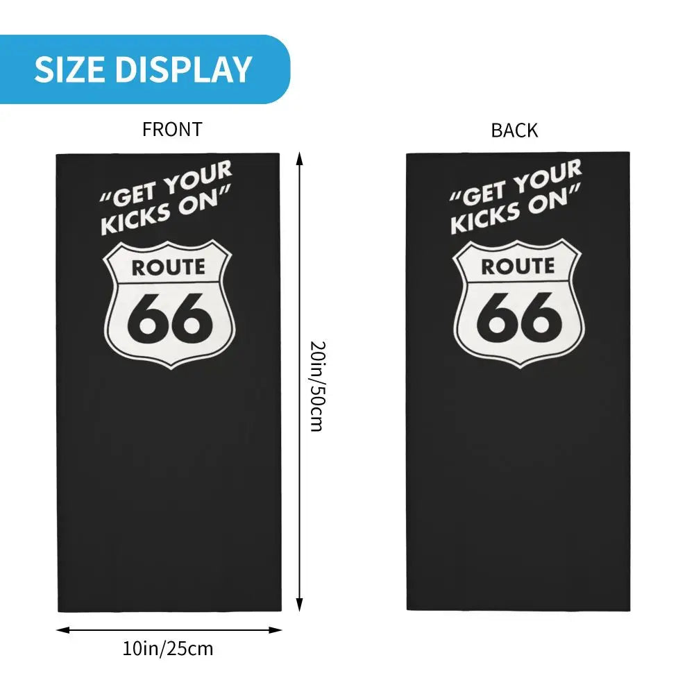 Custom Travel Motorcycle Ride Route 66 Bandana Winter Neck Warmer Windproof Wrap Face Scarf for Hiking Highways Gaiter Headband