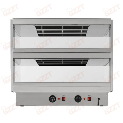 Stainless Steel Electric Commercial 2 Tier Dry Heating Fried Food Hamburger Pizza Warmer Showcase Dry Food Warmer Display