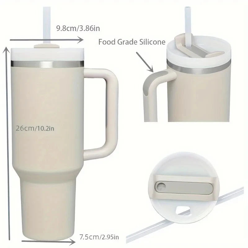 40oz H2.0, 304 Stainless Steel Vacuum Insulated Tumbler With Lid Straw For Water Cold Warm Thermal Coffee Car Cup