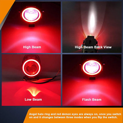 125W U7 LED Auxiliary Motorcycle Angel Eyes Headlight Explorers DRL Spotlights Bright LED Bicycle Lamp Accessories Foggers