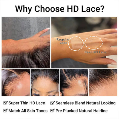 Ultra Fitted 13x6 HD Lace Front Human Hair Wigs Straight Skinlike HD Lace Closure Wigs Pre Plucked 3D Dome Cap Wig for Women