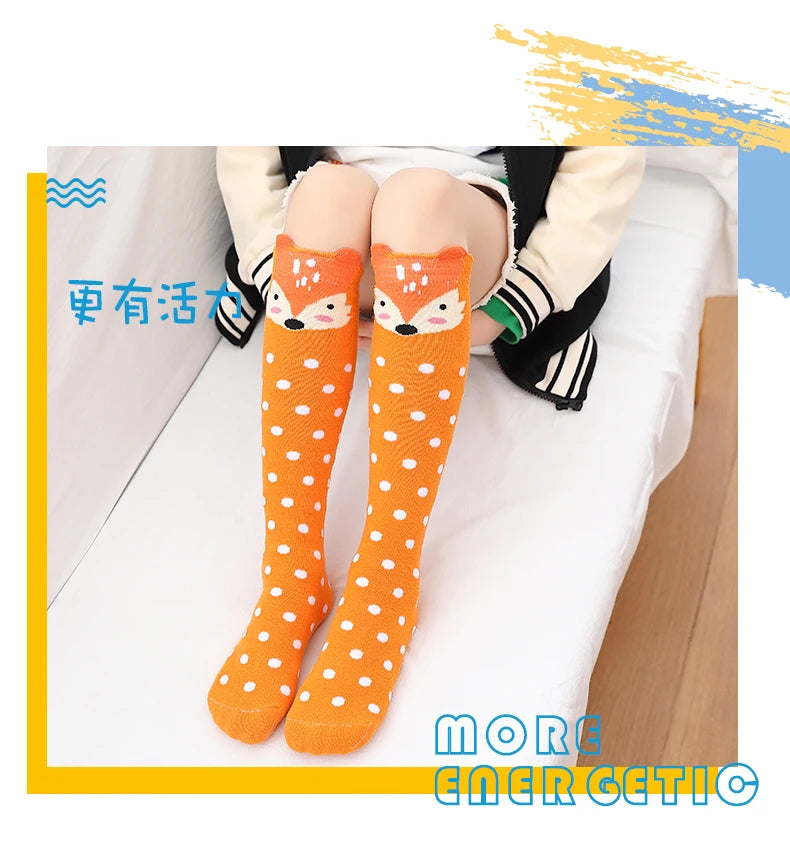 Children warmer ankle short lovely socks Cartoon Cute Kids Girl Knee High Socks infant cotton Baby Animal Over Knee Socks girls