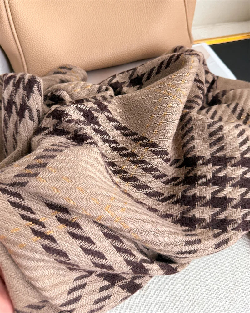 Houndstooth Scarf Men Women Autumn Winter Cashmere Scarves Wrap Student Fashion Thicken Warm Long Tassel Shawl Lady Bufanda New