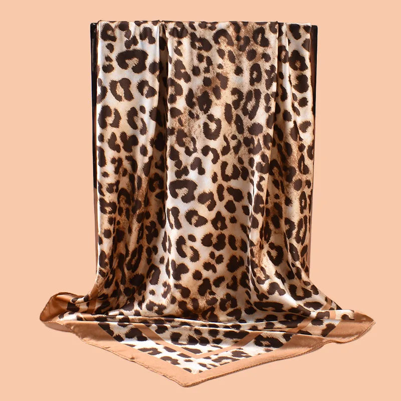 1PCS Women's Sexy Multicolor Leopard Print Woven Scarf Large Fashionable Headscarf for Travel Party Ladies Silk Square Scarf